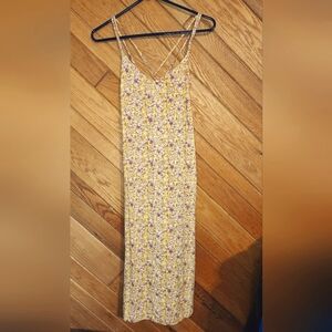 GAP Womens Small Yellow Sleeveless Strappy Back Floral Sundress